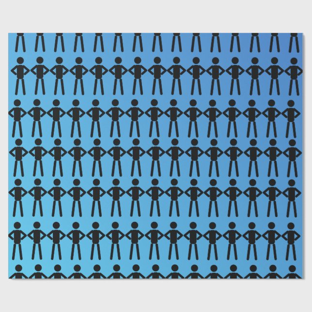 Black Stick Men Wrapper Geschenkpapier (Flach)