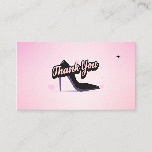 Black Stiletto Shoe High Heel Glamour Vielen Dank Visitenkarte (Vorderseite)