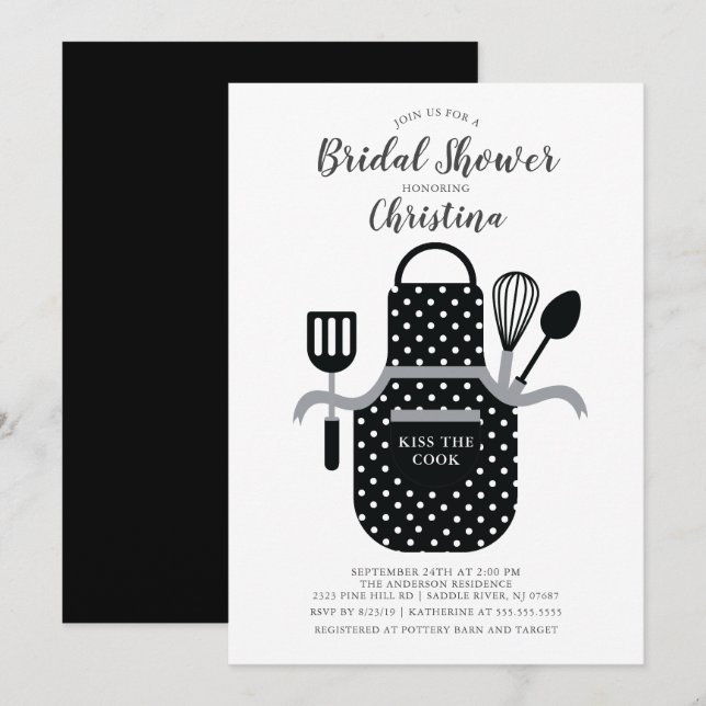 Black Stock the Kitchen Bridal Dusche Einladung (Vorne/Hinten)
