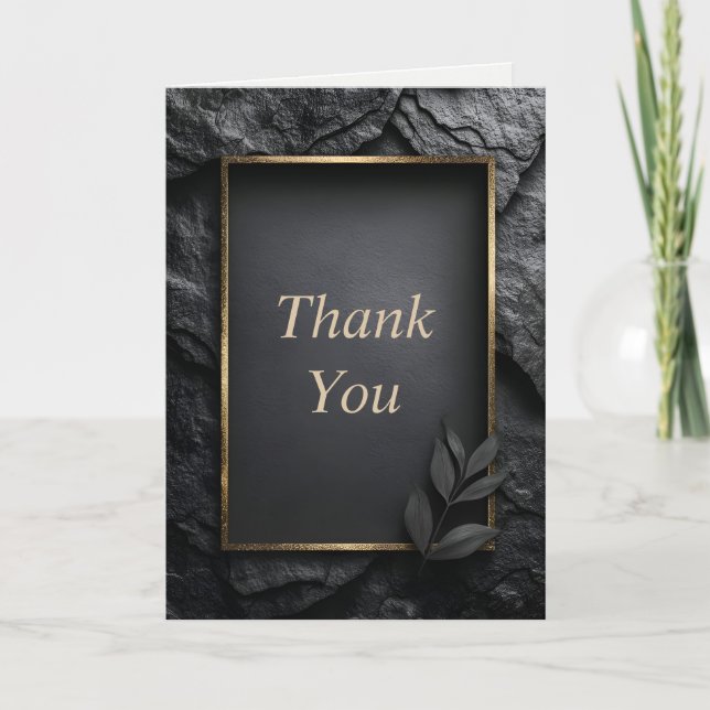 Black Stone mit Gold Frame Danke Karte (Vorderseite)