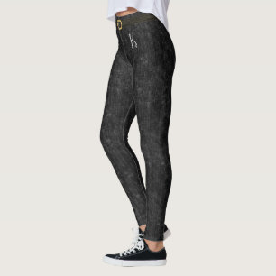 Black Stonealkaal Denim Jeans Monogram kundenspezi Leggings