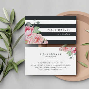 Black Strip & Pink Peony Visitenkarte