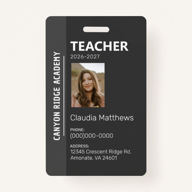 Black Stripe Homeschool Educator ID Badge Ausweis (Vorderseite)