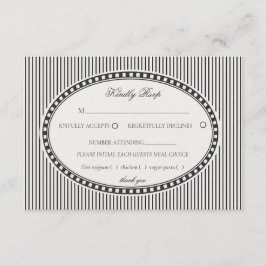 Black Striped Harlequin Pattern Wedding RSVP Begleitkarte