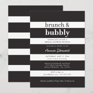 Black Stripes Brunch & Bubbly Brautparty Einladung