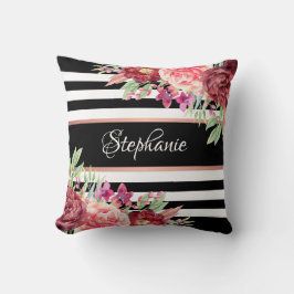 Black Stripes Burgundy Personalisiert Kissen