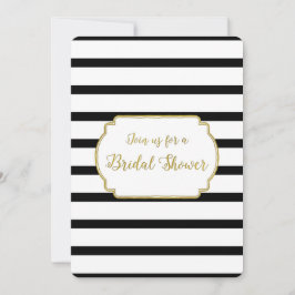 Black Stripes Gold Bridal Douche Invitations