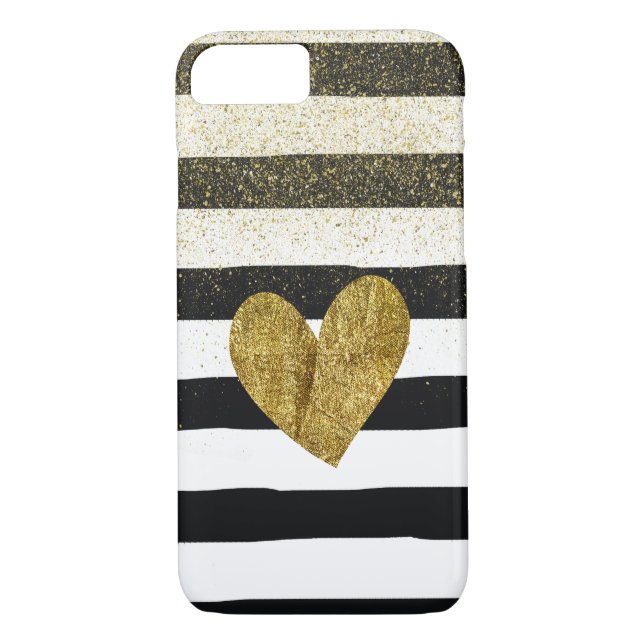 Black Stripes Gold Hecht Glitzer Shimmer Case-Mate iPhone Hülle (Rückseite)