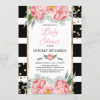 Black Stripes Gold und Pink Floral Baby Dusche