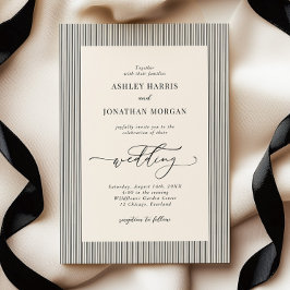 Black Stripes Old Money Wedding Invitation Einladung