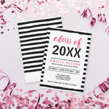 Black Stripes Pink Class of 2023 Graduation Party