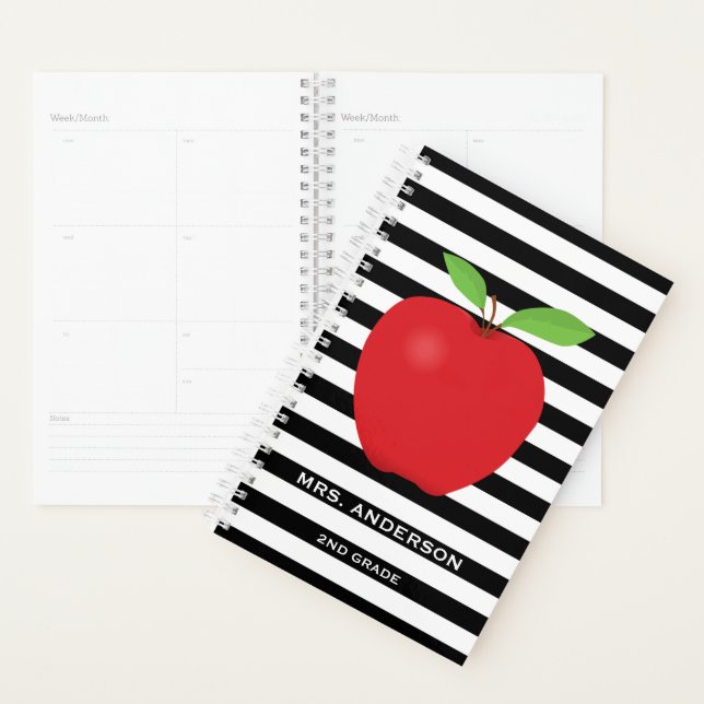 Black Stripes, Pomme Rouge enseignant personnalisé (Devant avec enveloppe)