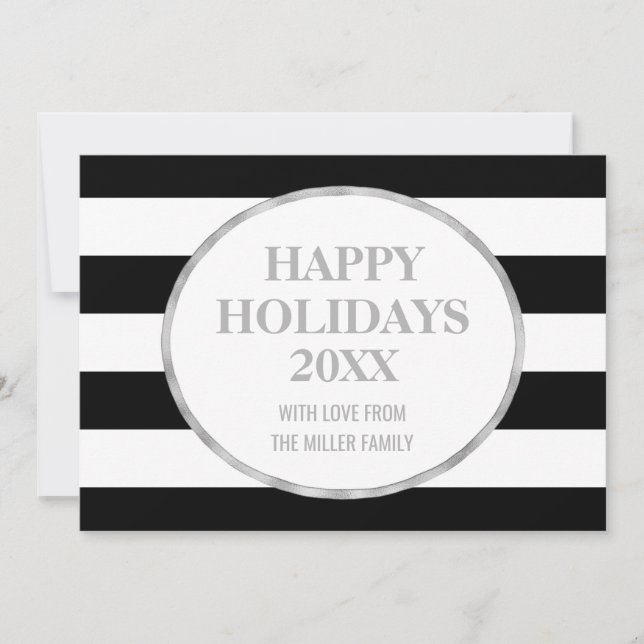 Black Stripes Silver Happy Vacances Cartes photos (Devant)