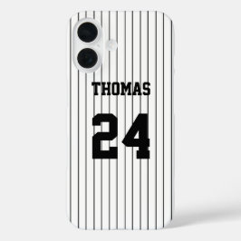 Black Stripes White Baseball Jersey iPhone 16 Hülle