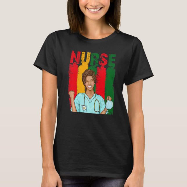 Black Strong Nurse Afro Liebe Melanin T-Shirt (Vorderseite)