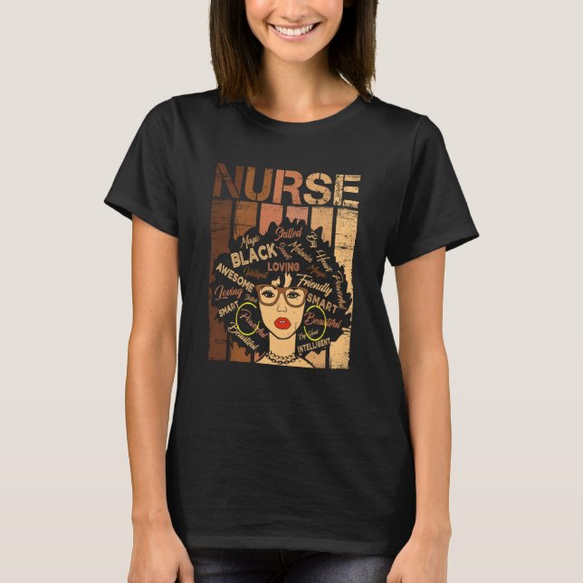 Black Strong Nurse Afro Love Melanin African Ameri T-Shirt (Vorderseite)