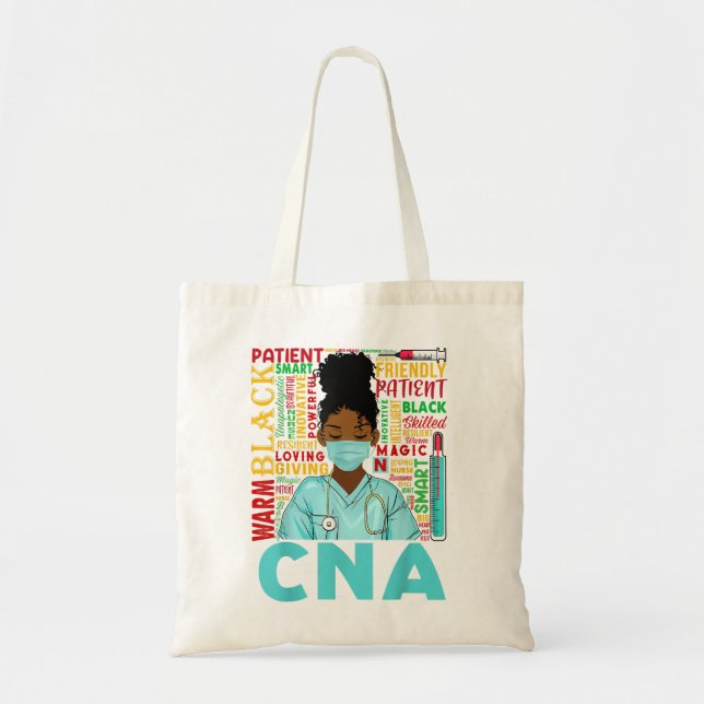 Black Strong Nurse CNA Afro Melanin African Americ Tragetasche (Vorne)