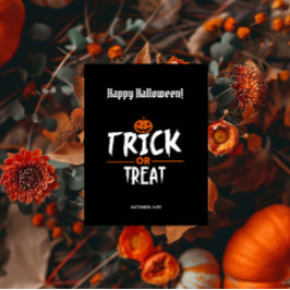 Black Stylish Happy Halloween Postkarte