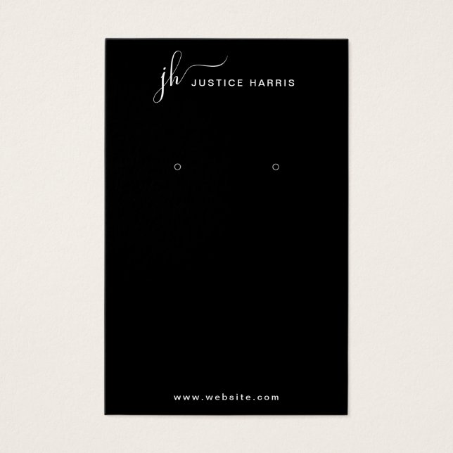 Black Stylish Script Monogram Modern Earing (Vorderseite)