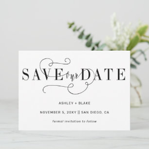 Black Stylish Simple Handwriting Calligraphy Save The Date