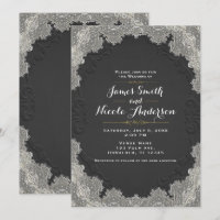 Black Suede Leather Vintag Lace Western Wedding