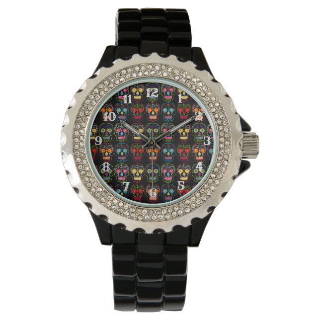 Black Sugar Skull Armbanduhr (Vorderseite)
