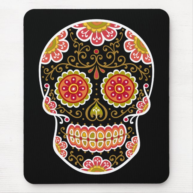 Black Sugar Skull Mouse Pad Mousepad (Vorne)