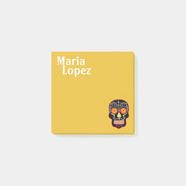 Black Sugar Skull Post-it Klebezettel (Vorderseite)