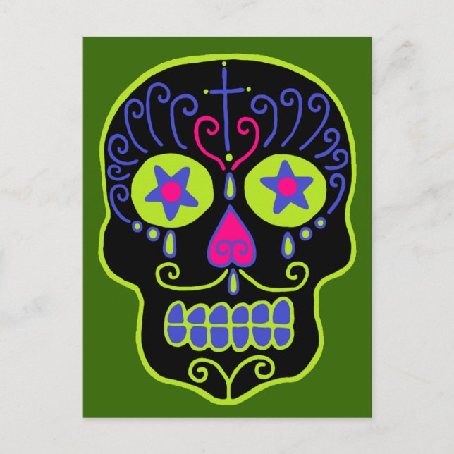 Black Sugar Skull Postkarte (Vorderseite)
