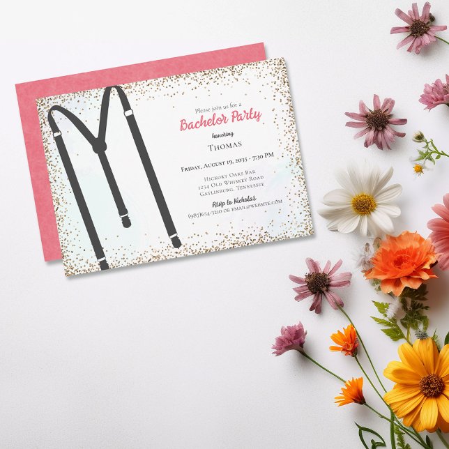 Black Suspenders Bachelor Party Einladung (Von Creator hochgeladen)