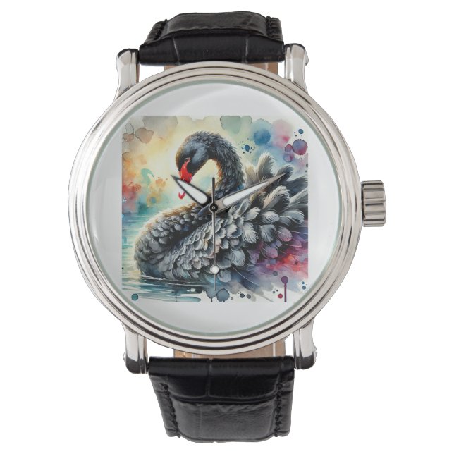 Black Swan 210824AREF133 - Watercolor Armbanduhr (Vorderseite)