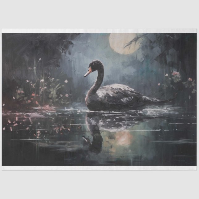 Black Swan 4 Decoupage Paper Seidenpapier (Vorderseite)