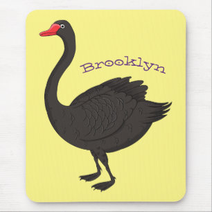 Black swan cartoon illustration mousepad