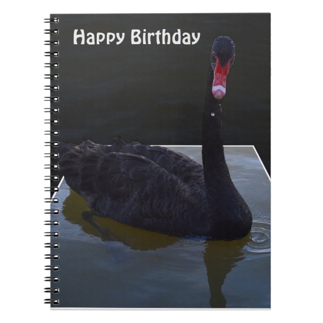 Black Swan Droplets in Pond, Birthday Notebook Notizblock (Vorderseite)