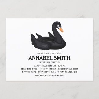 Black Swan Float Birthday Pool Party Einladung
