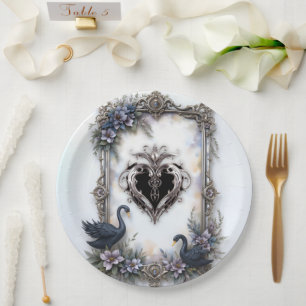 Black Swan Hochzeitsrahmen – Gothic Romance Liebe Pappteller