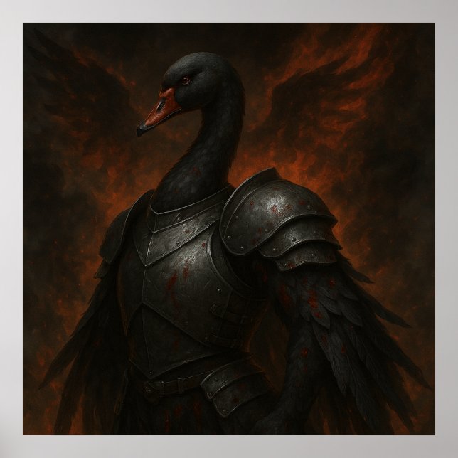 Black Swan Knight – Dark Fantasy Warrior Poster (Vorne)