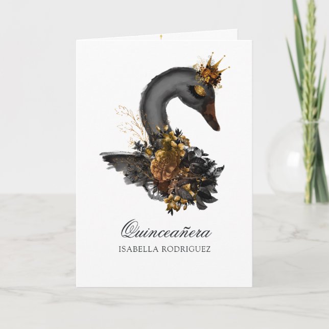 Black Swan Quinceañera Foto Einladung (Vorderseite)