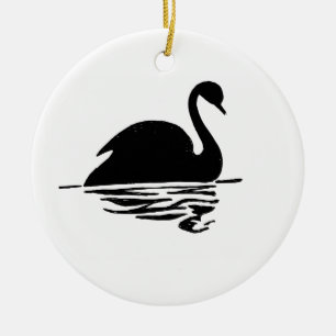 Black Swan-Silhouette Keramikornament