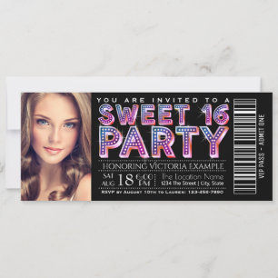 Black Sweet 16 Anniversaire Fête Invitation