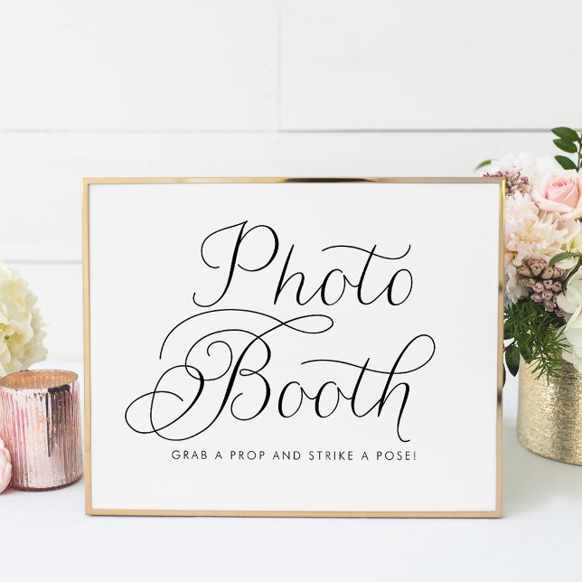 Black Sweet Calligraphy Wedding Foto Booth Poster (Von Creator hochgeladen)