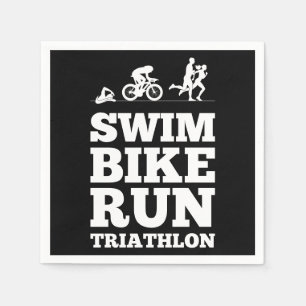 Black ・ Swim Bike Run Triathlon Motivation Serviette