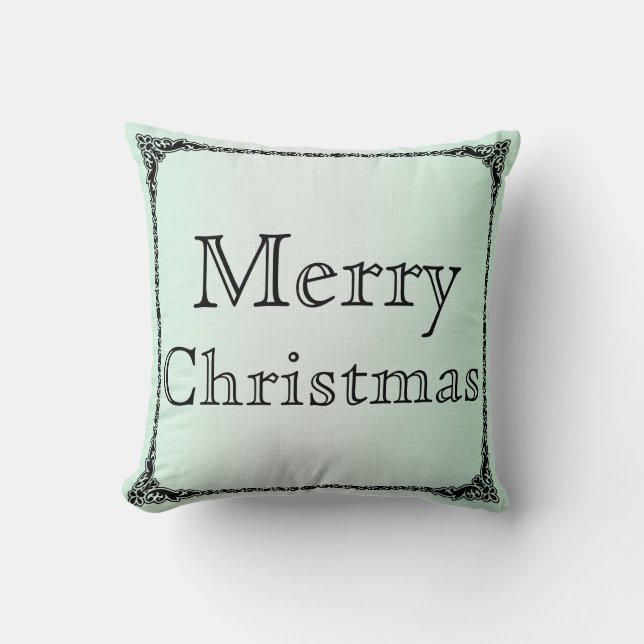Black Swirl Frohe Weihnachten Kissen (Vorderseite)