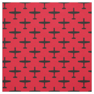 Black T-6 Texan 2 Silhouette Motif Tissu rouge
