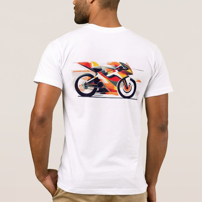 Black t-shirt with a bold motorcycle design. (Rückseite)