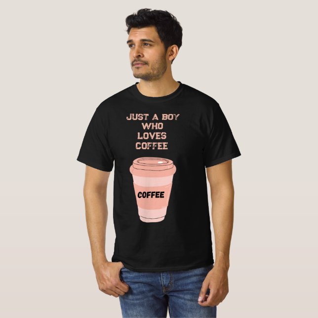 Black T-Shirt with Coffee Design (Vorne ganz)
