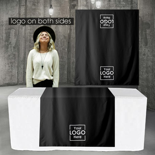 Black Table Runner Banner Business 2 Logos Events Wandteppich (Black Table Runner Banner Business 2 Logos Events Tapestry)