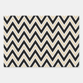 Black, Tan, and White Chevron & Bold Stripe Geschenkpapier Set