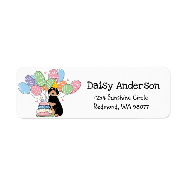 Black Tan Aussiedoodle Birthday Rücksendeadresse (Vorne)