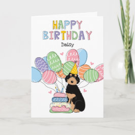 Black Tan Aussiedoodle Dog Happy Birthday Karte